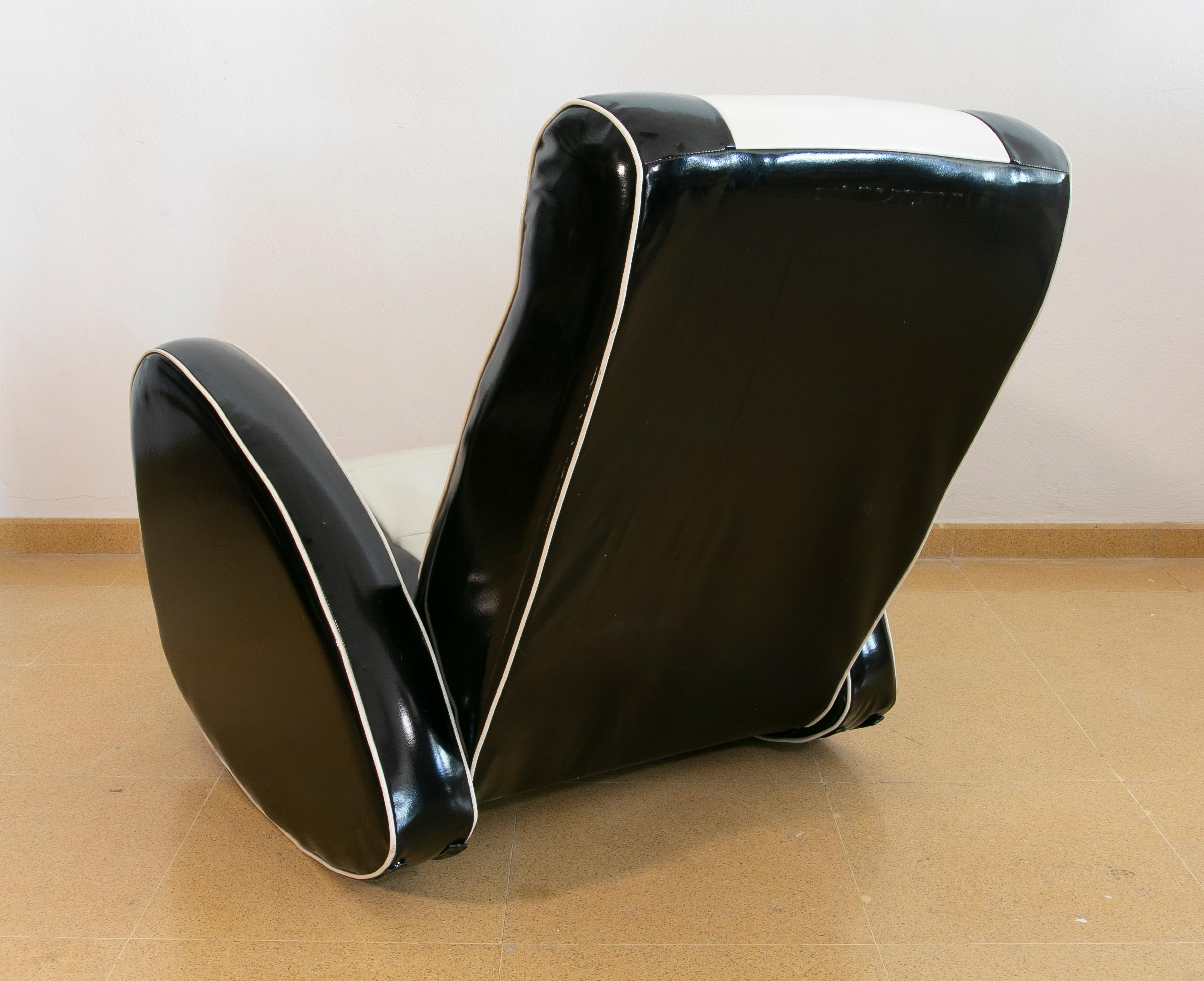 Plastic 1980s, Black and White Rocking Armchair  For Sale