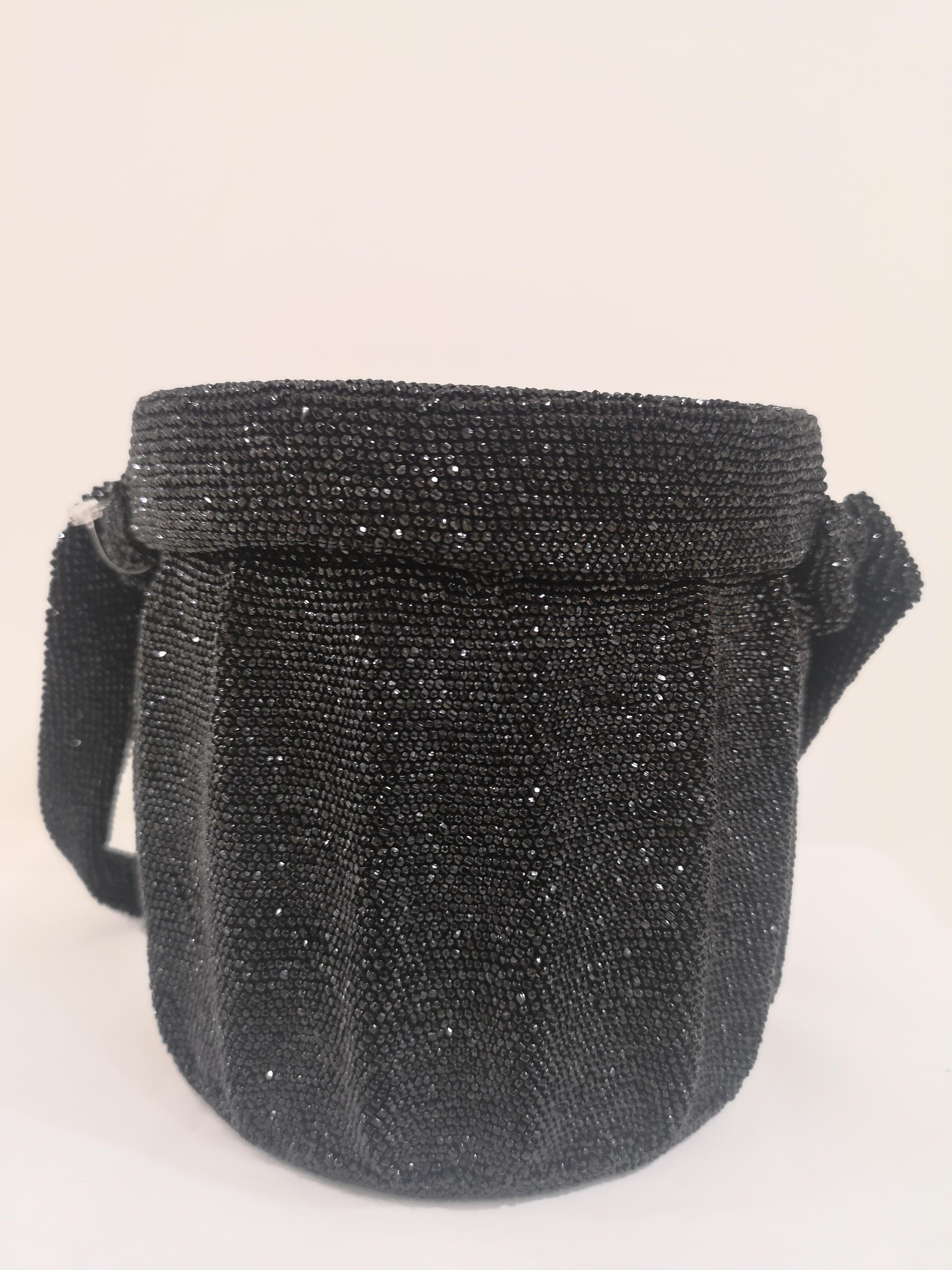 Women's or Men's 1980s Black beads satchel