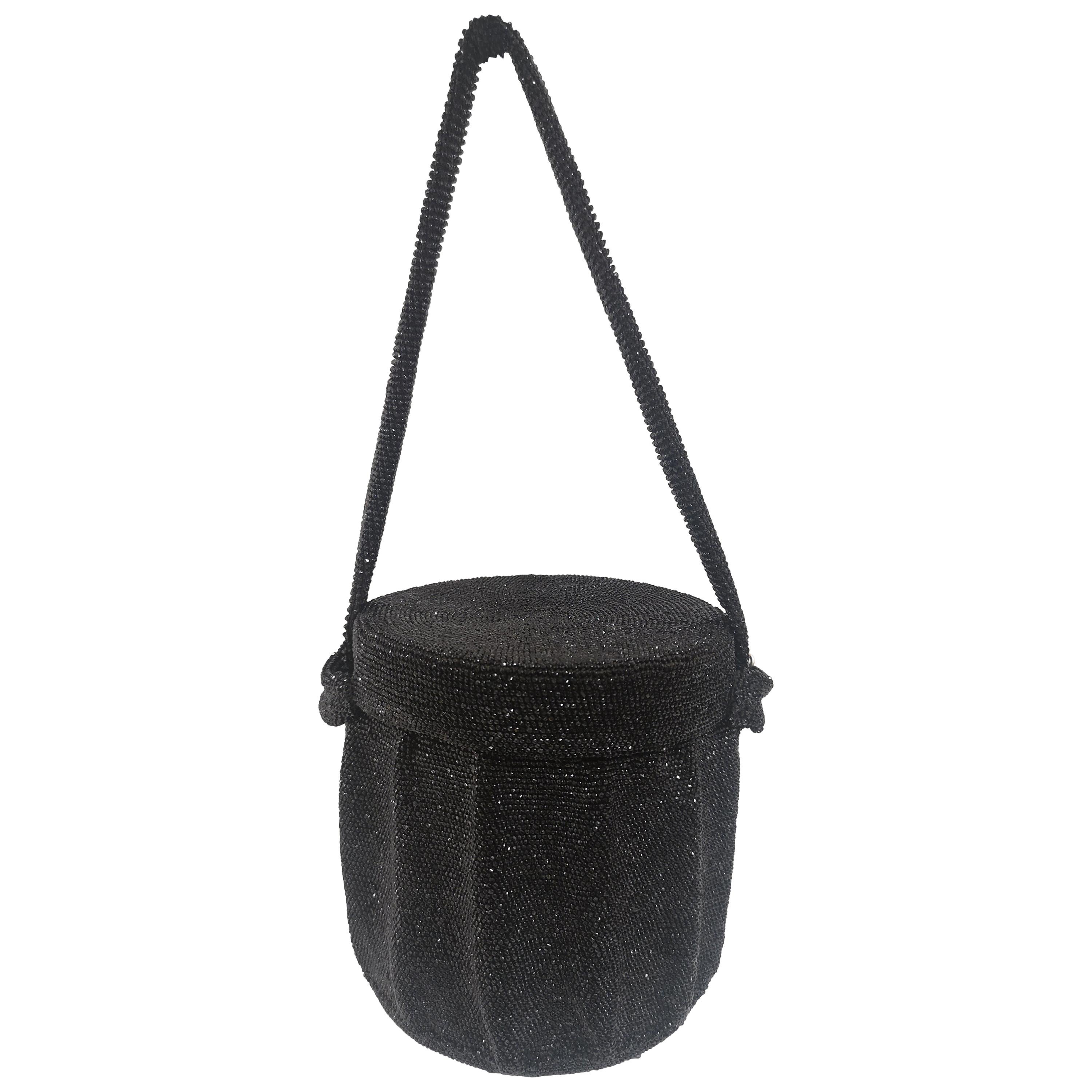 1980s Black beads satchel
