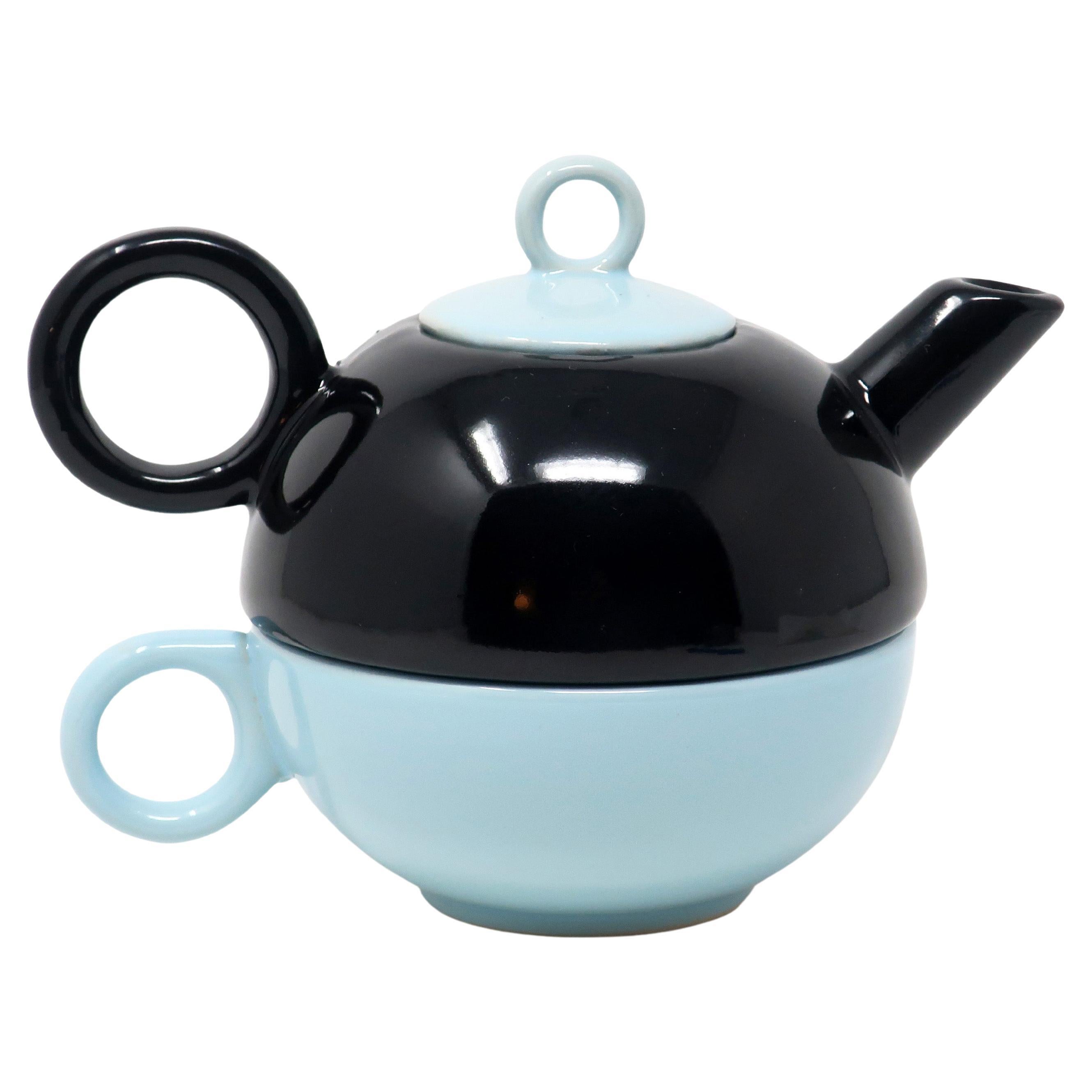 1980s Black & Blue Tea For One by Matteo Thun for Arzberg For Sale