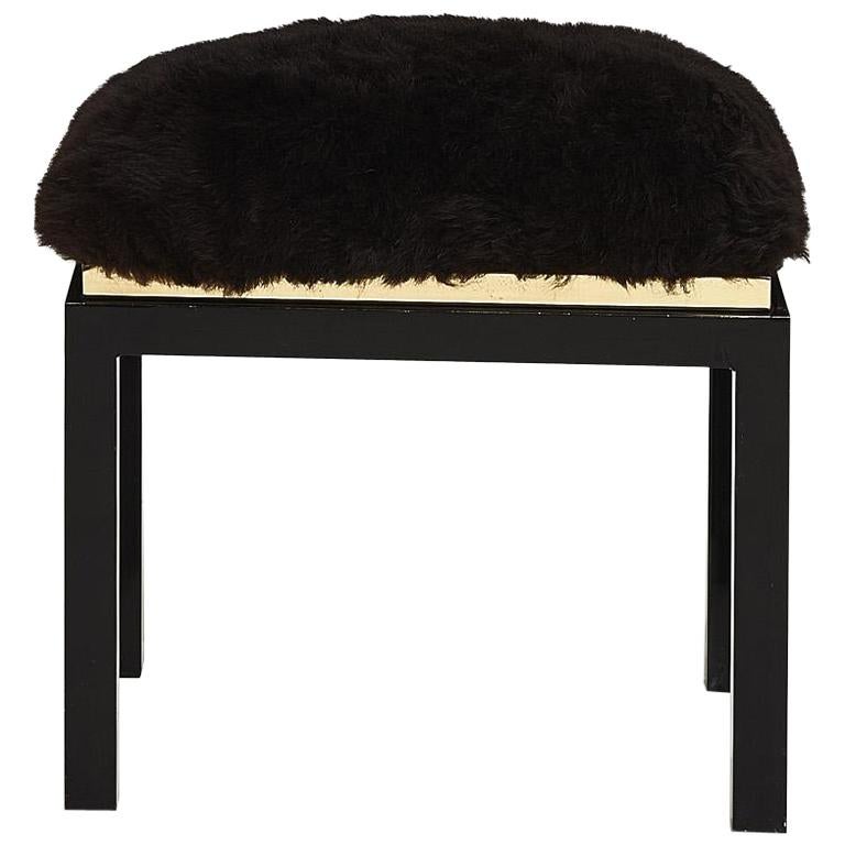 1980’s Black Brass Fur Stool