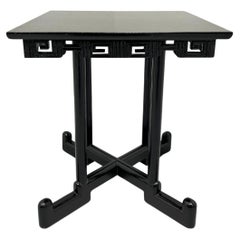 1980's Black Crackle Finish Asian Style Square Accent Table
