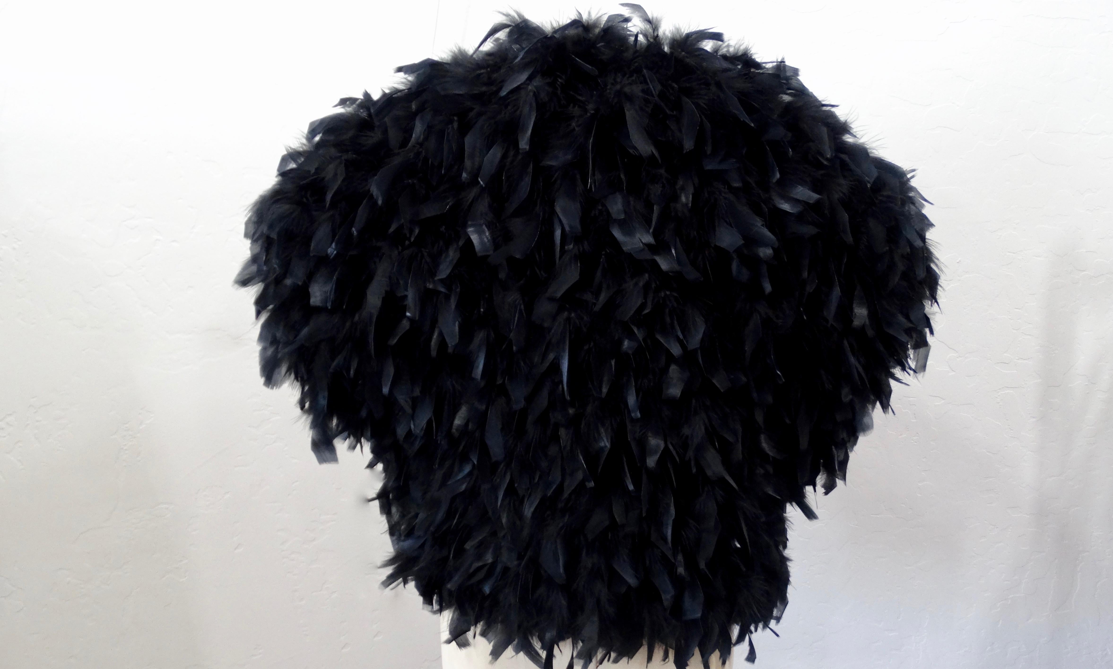 black feather crop jacket