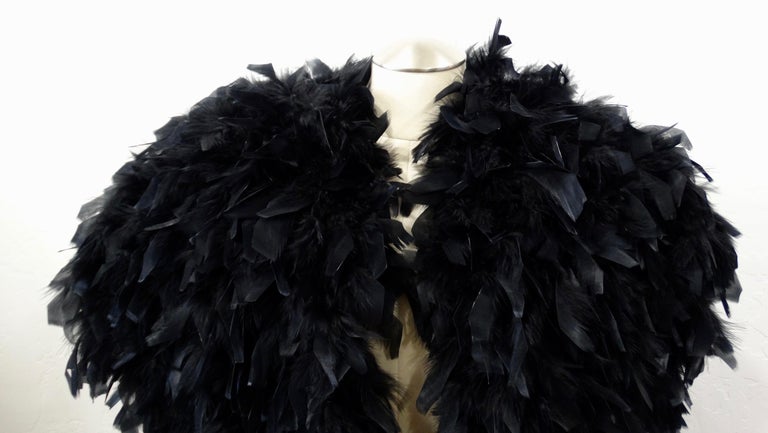 Black Feather 1980s Cropped Jacket  For Sale 1