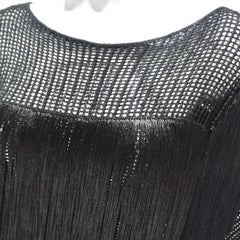 1980s Black Fringe Long Sleeve Top