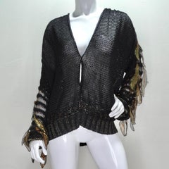 1980er Schwarz-goldener Strickpullover