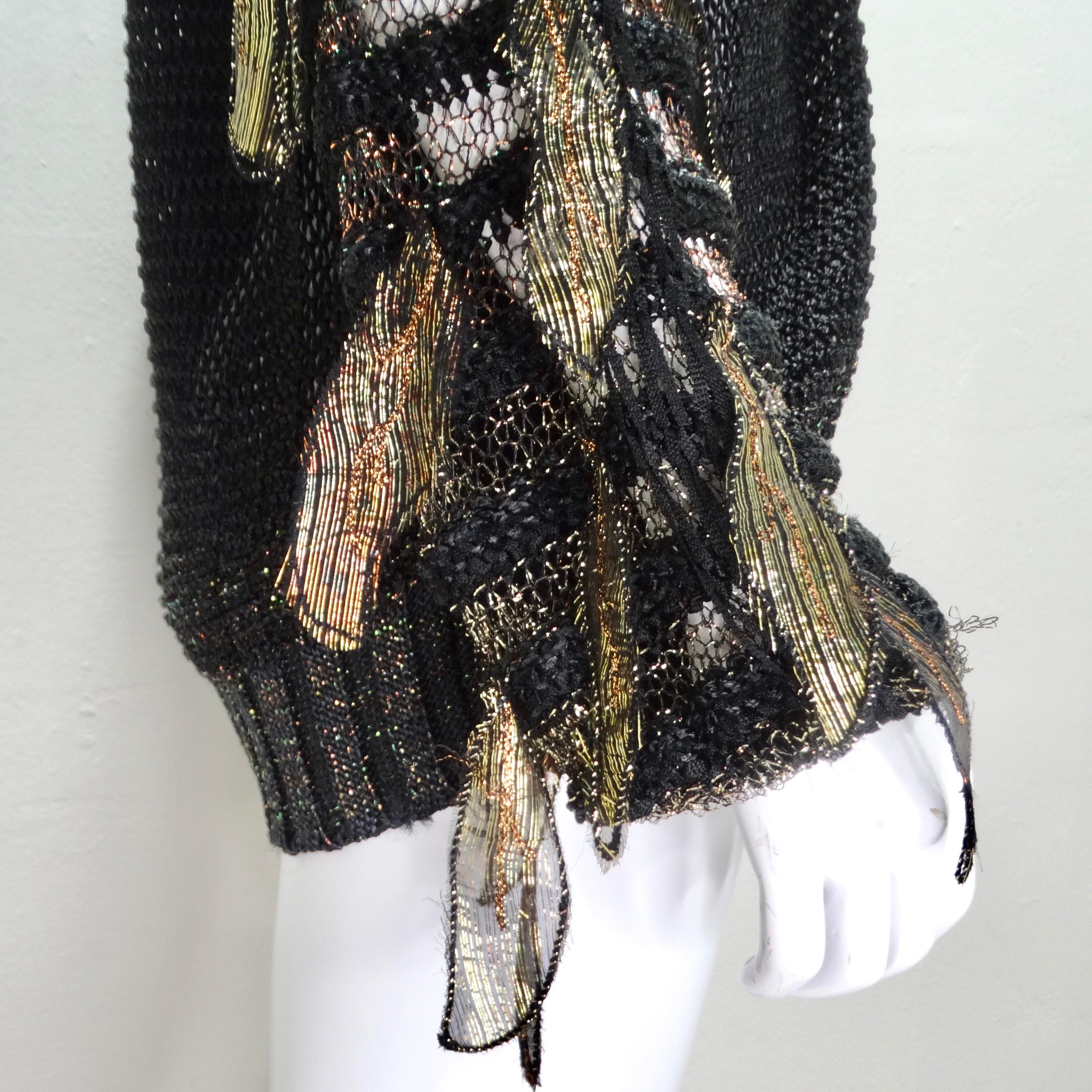 1980s Black & Gold Knit Sweater For Sale 3
