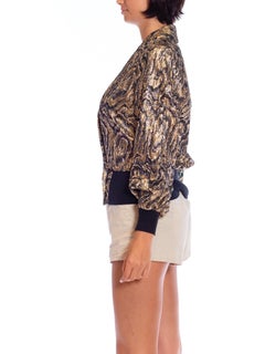 1980S Black Gold Lamé Rayon/Lurex Jacquard Evening Top