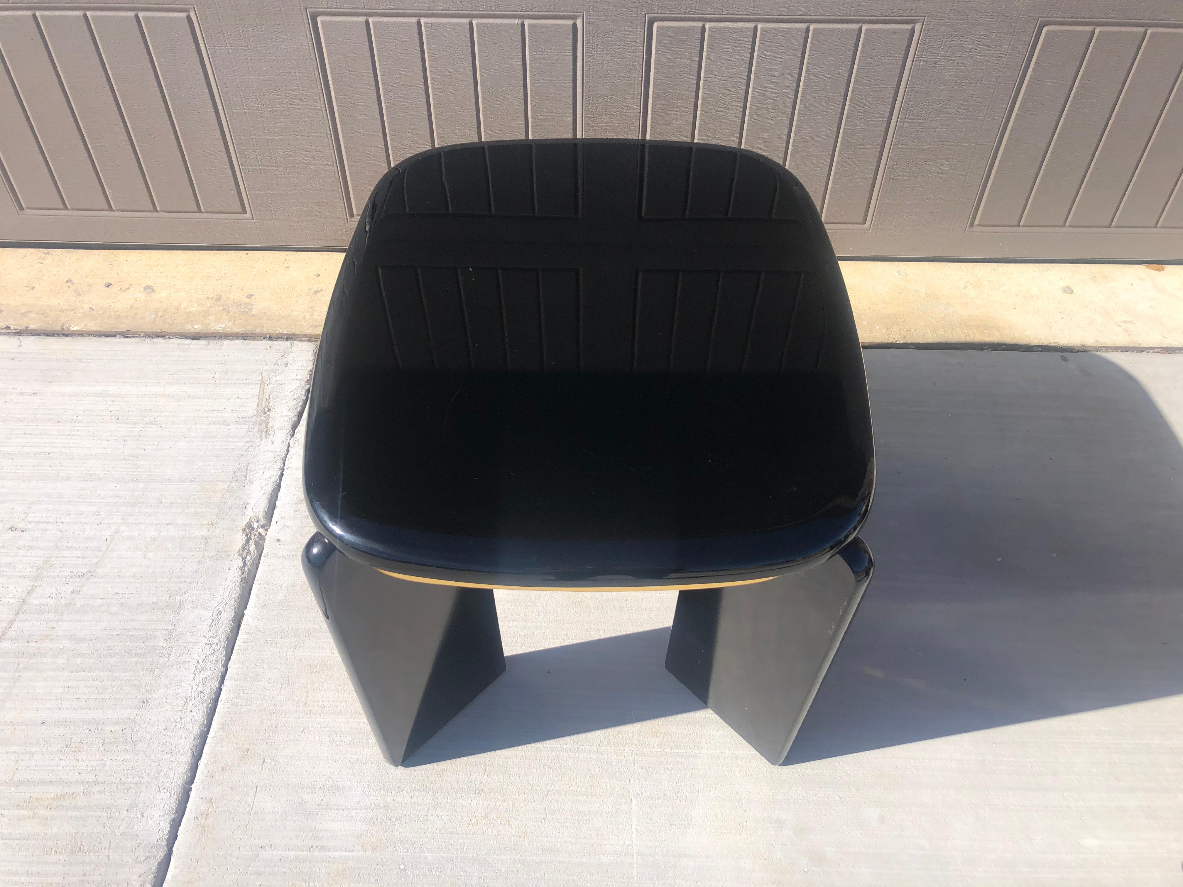 Metal 1980s Black Lacquer and Brass Side Tables For Sale