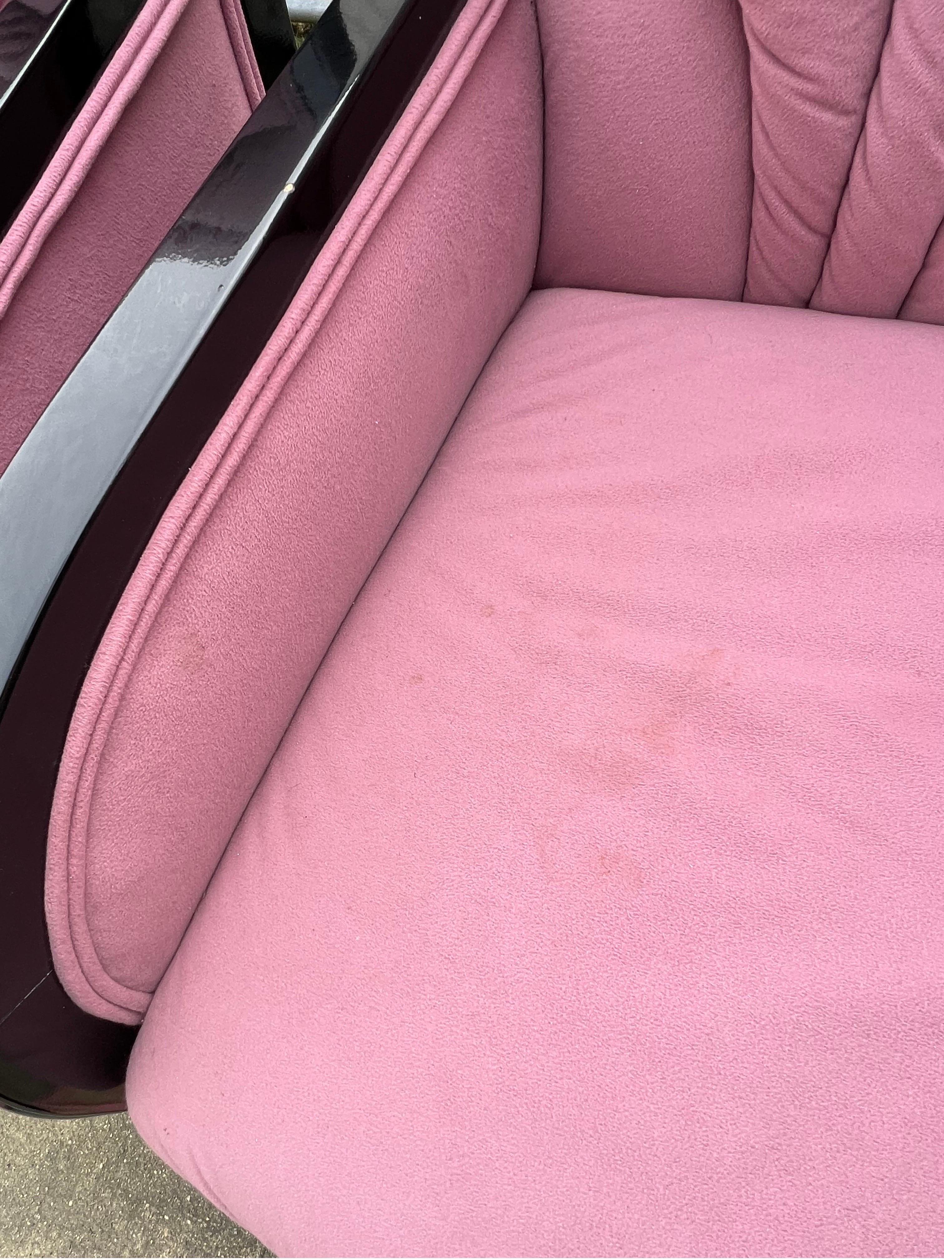 Chaises de salle à manger en velours rose laqué noir des années 1980 - un ensemble de 4 en vente 1