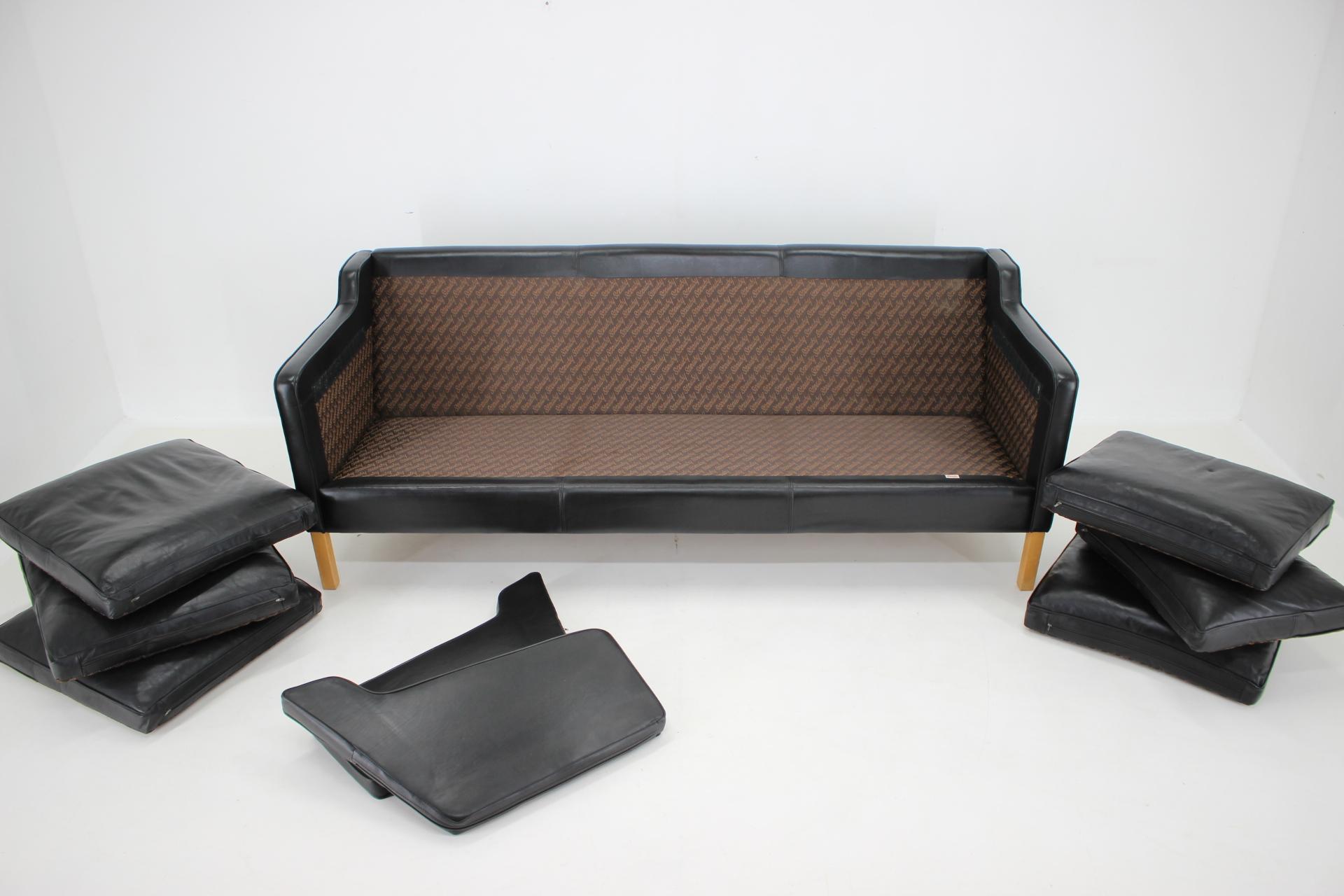 1980s Black Leather 3-Seater Sofa by Stouby, Denmark  5