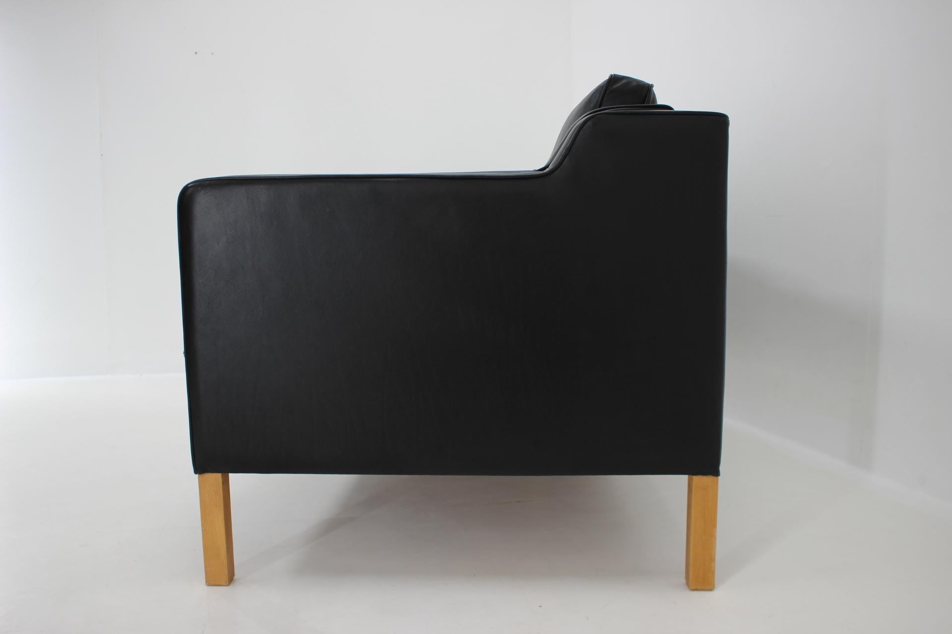 Danish 1980s Black Leather 3-Seater Sofa by Stouby, Denmark 