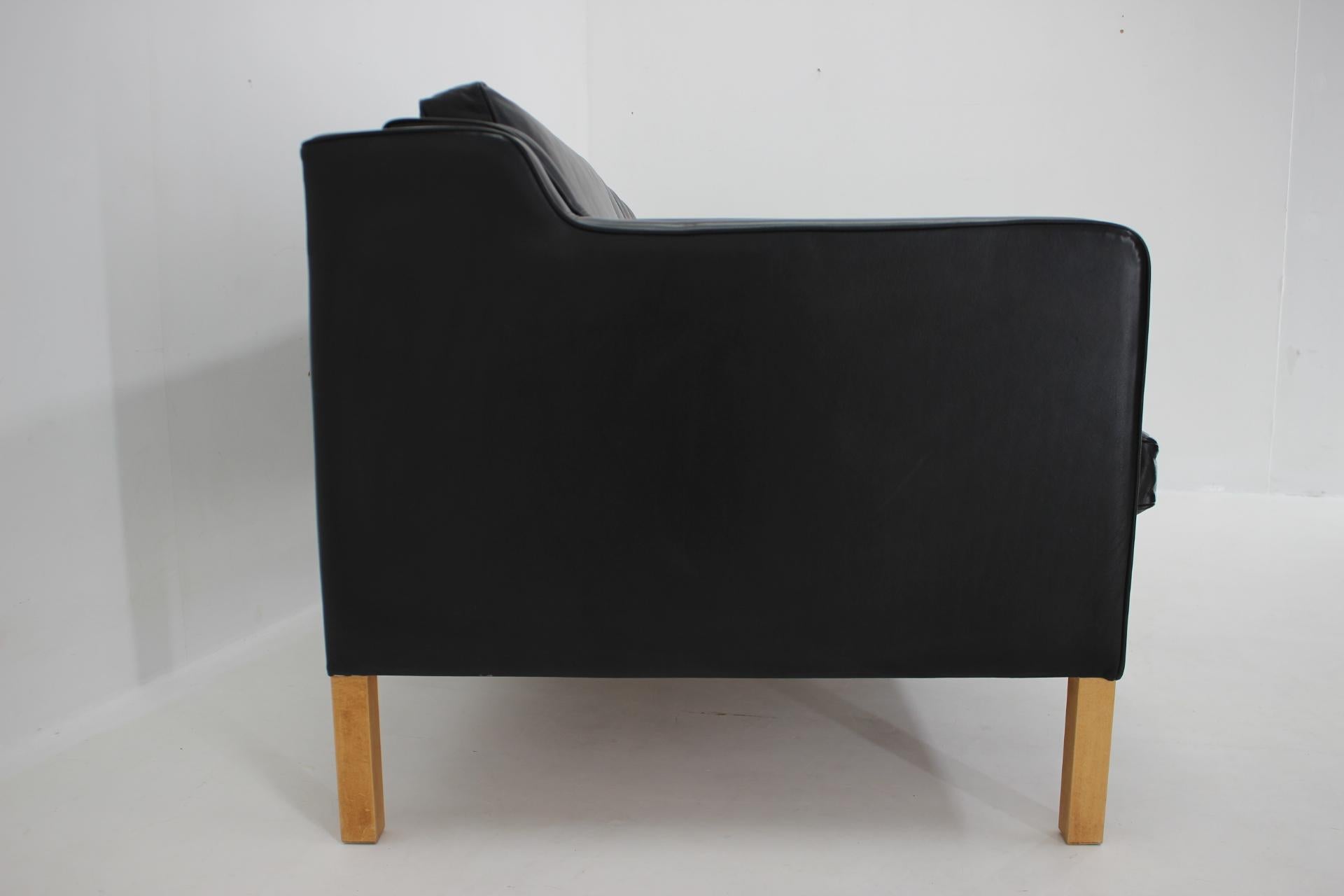 Late 20th Century 1980s Black Leather 3-Seater Sofa by Stouby, Denmark 