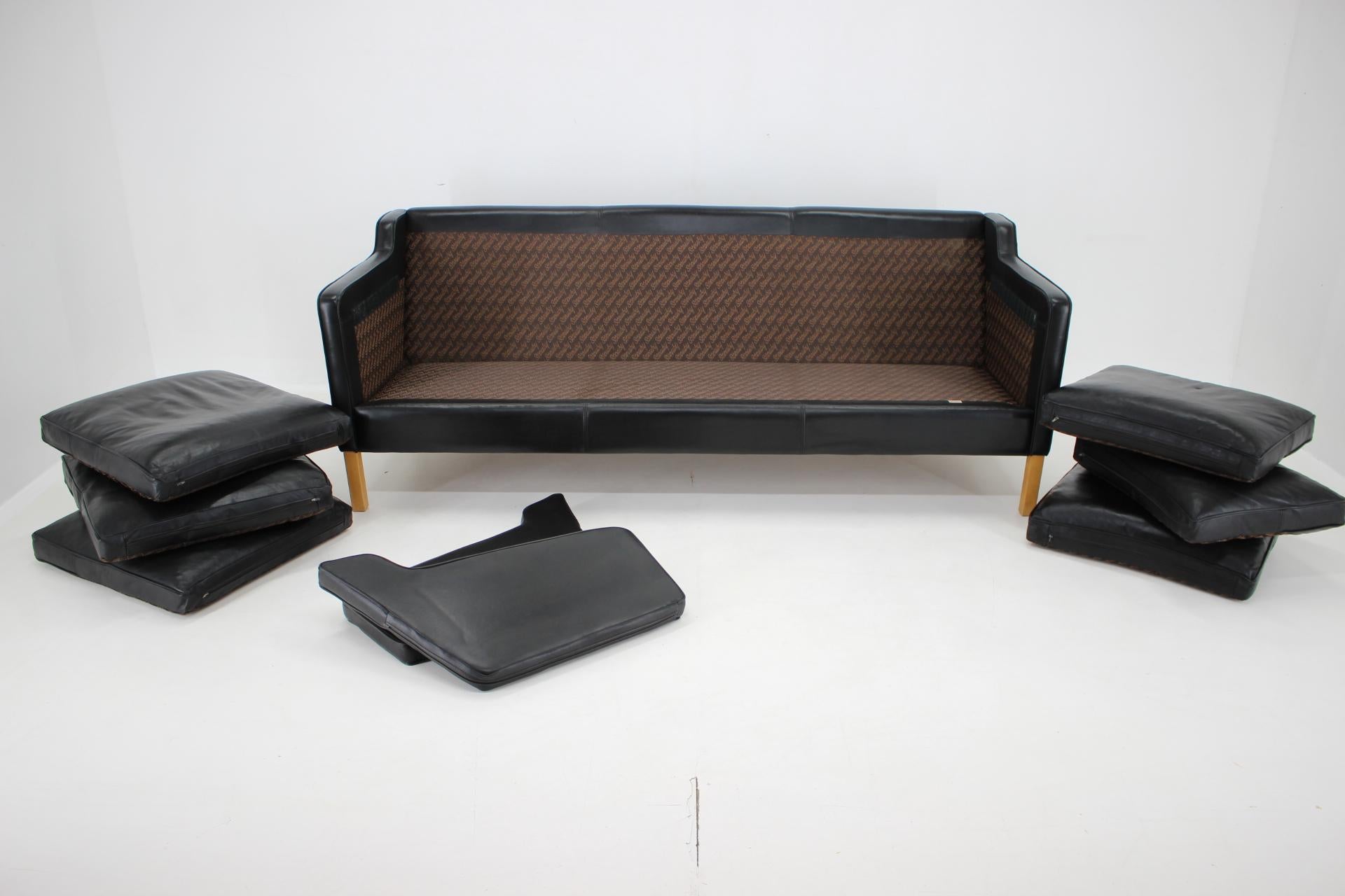 1980s Black Leather 3-Seater Sofa by Stouby, Denmark  2