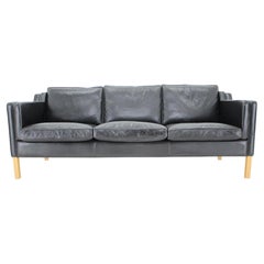 1980s Black Leather 3-Seater Sofa by Stouby, Denmark 
