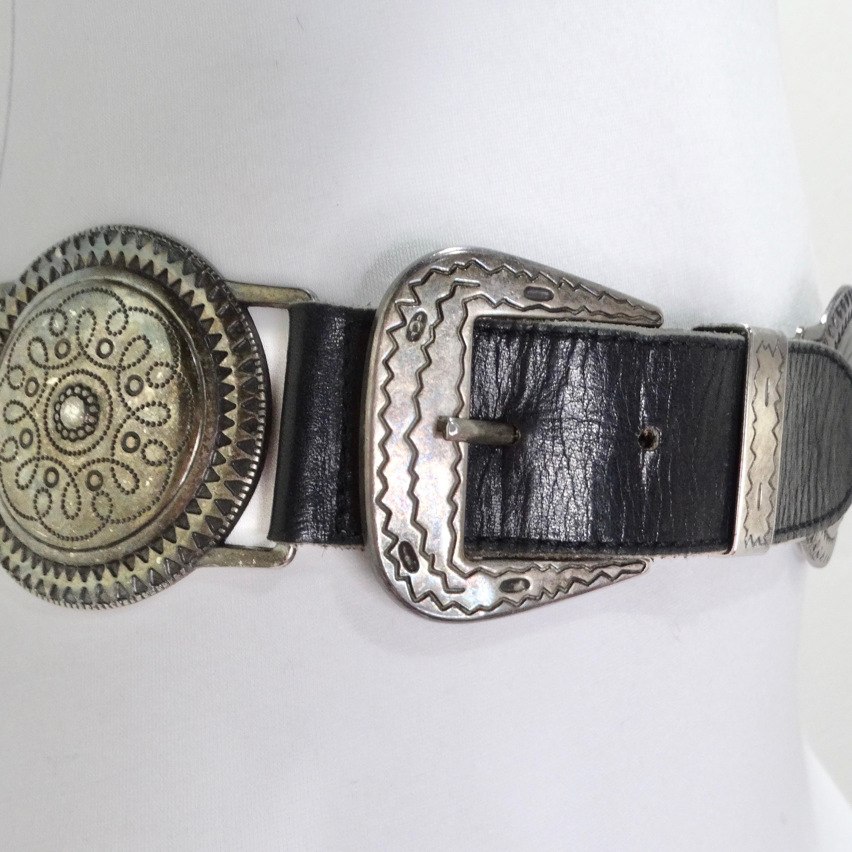 1980s Black Leather Belt In Good Condition For Sale In Scottsdale, AZ