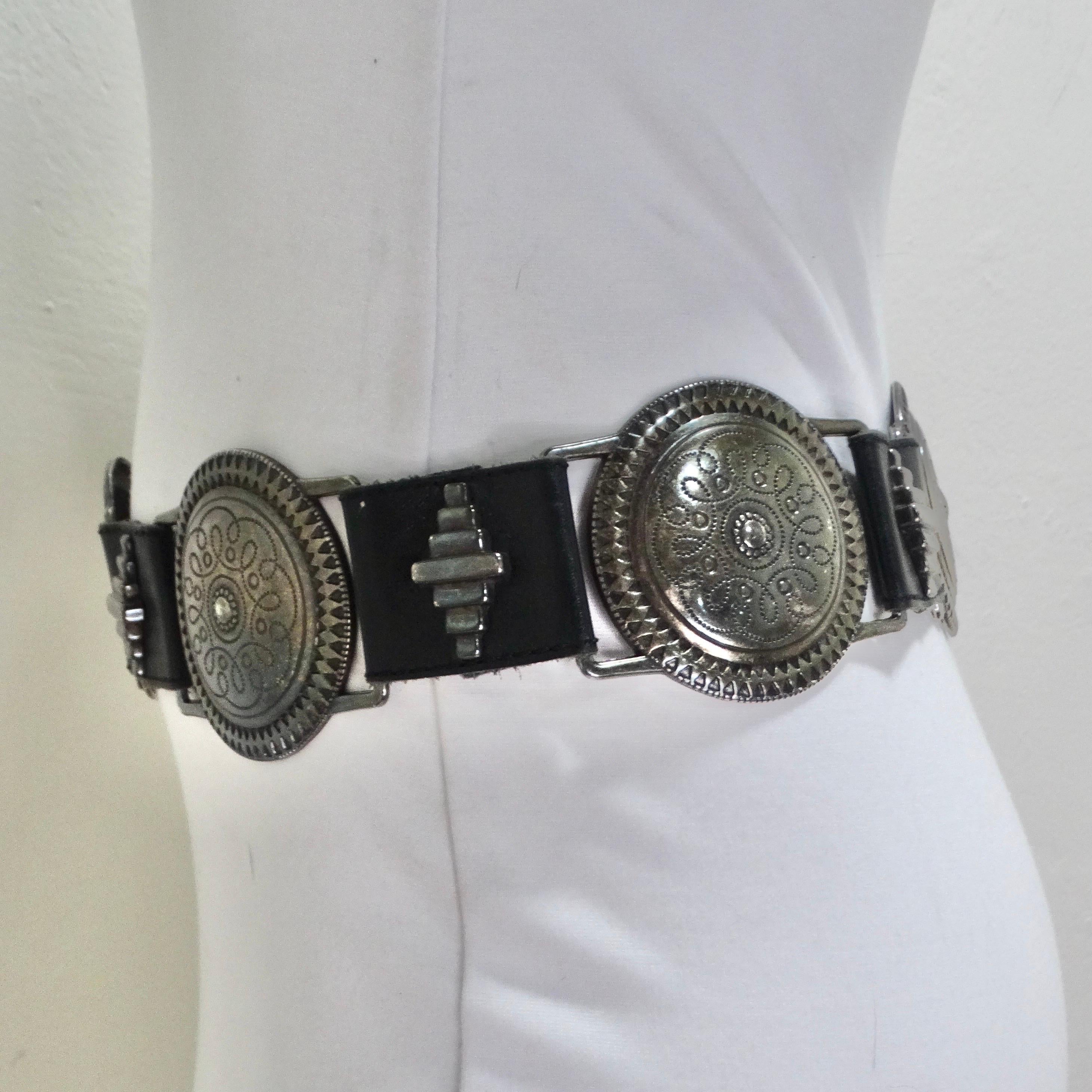 1980s Black Leather Belt For Sale 1