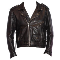 Vintage 1980S Black Leather Classic Men's Brando Biker Jacket