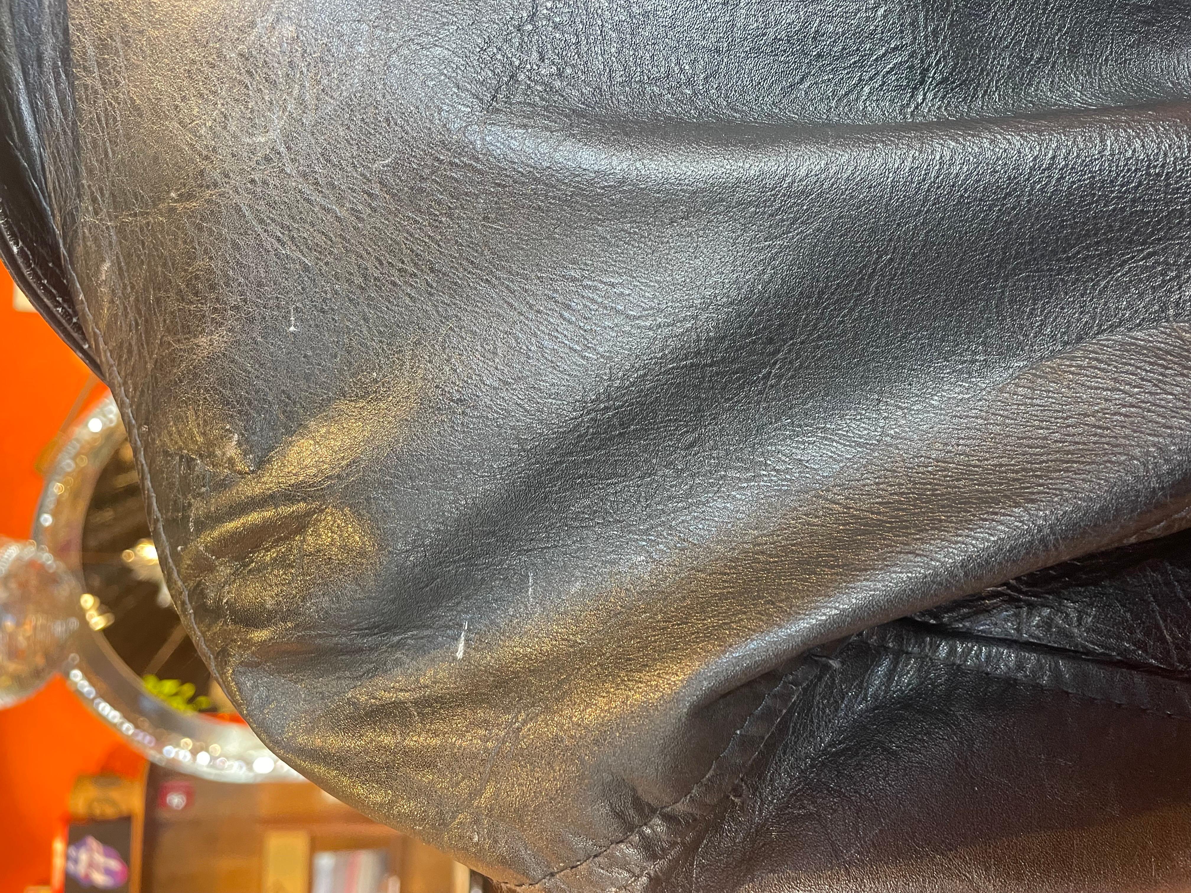 1980s Black Leather Motorcycle Jacket  For Sale 1