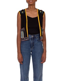 1980S Black Multi  African Hand Beaded Vest
