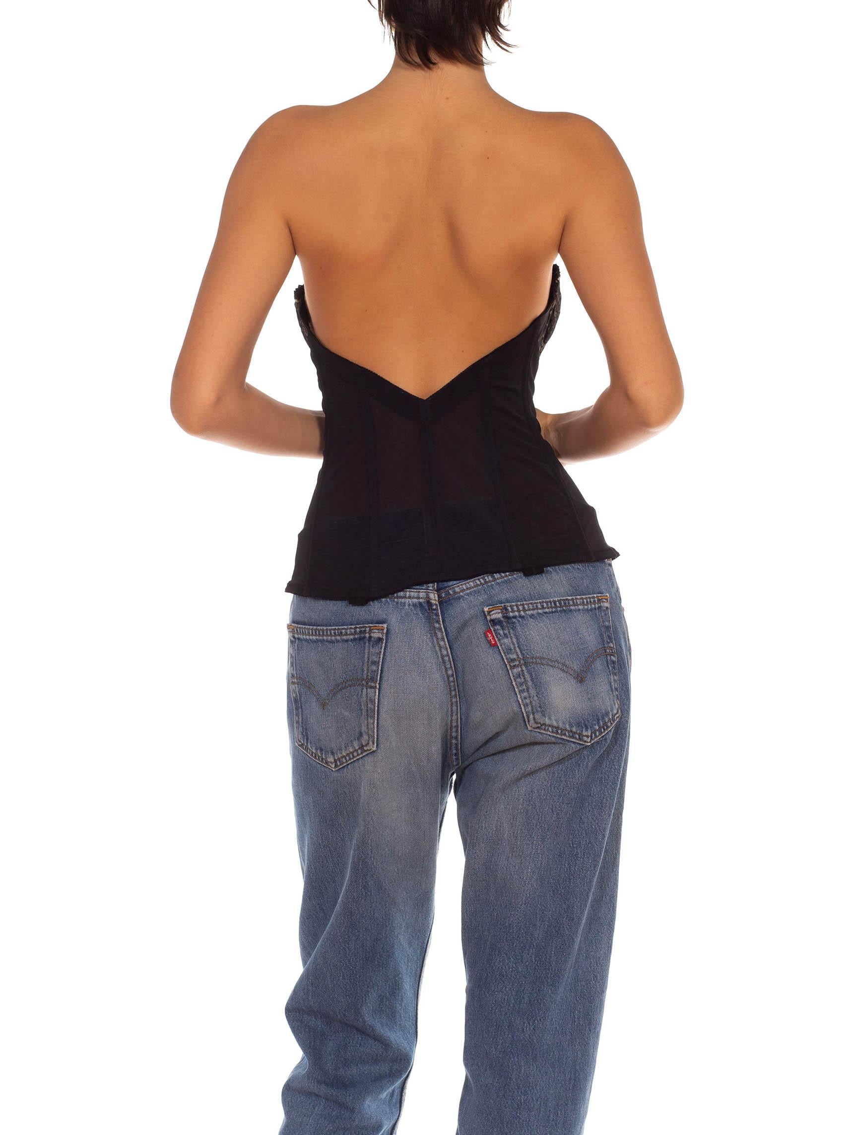 Bustier anni '80 in pizzo e raso in misto nylon e spandex nero di ispirazione anni '50 5