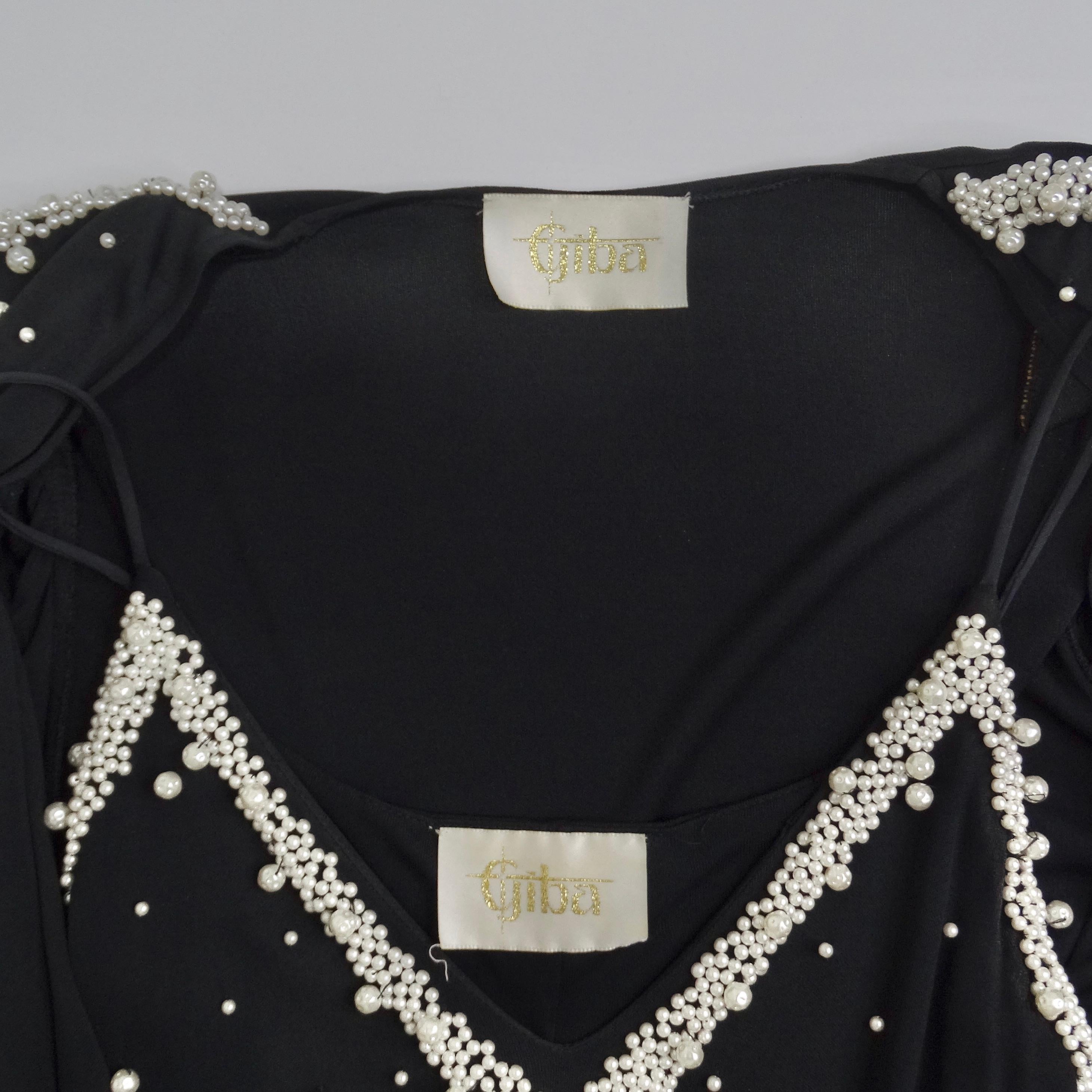 1980 Black Pearl Beaded Maxi Dress and Cardigan Set en vente 5