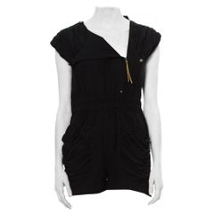 1980S Black Poly/Cotton Moto New Wave Romper