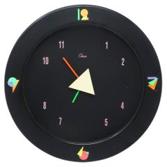 Orologio da parete nero postmoderno anni '80 di Chass