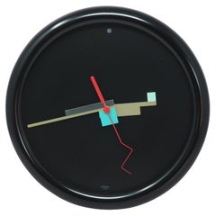 Vintage 1980s Black Postmodern Wall Clock by Citizen