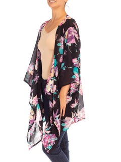 Schwarz-lila Viskose-Chiffon-Blumenmuster, 1980er Jahre  Aufbewahrungsort
