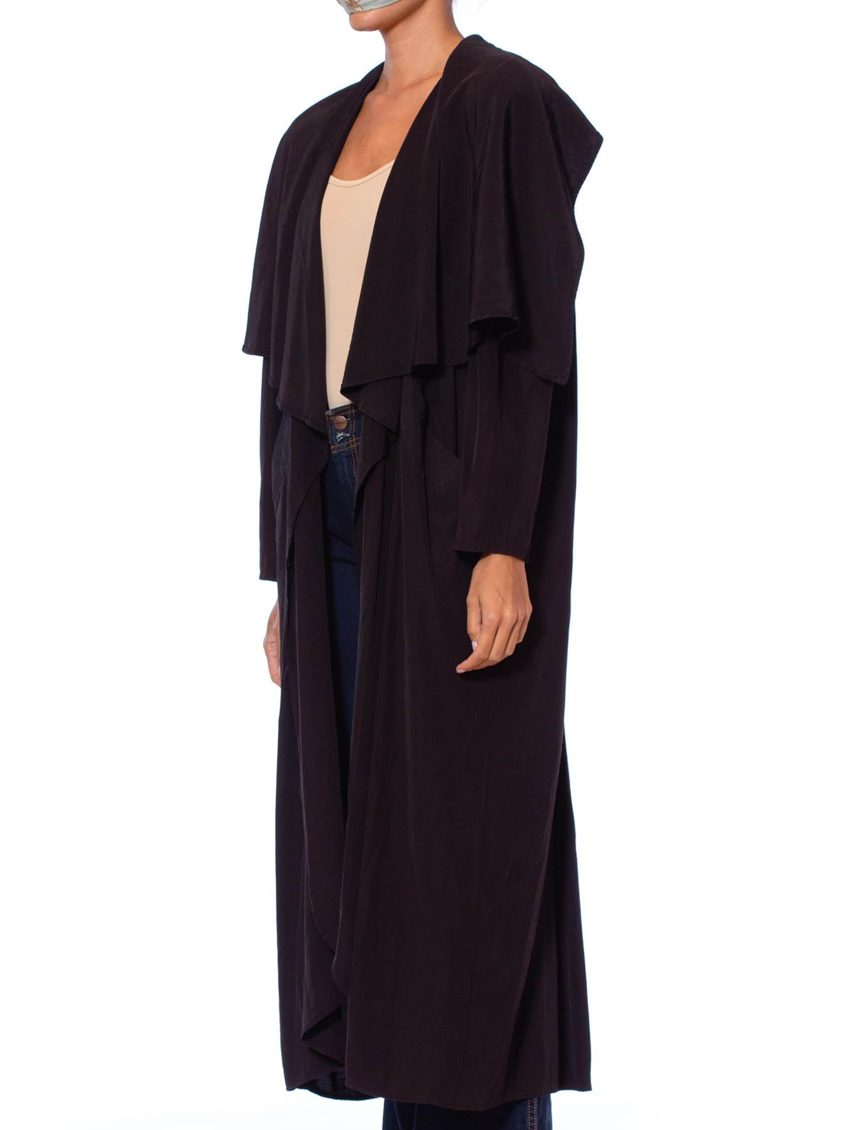 1980S Black Rayon Minimal Draped Japanese Style Duster In Excellent Condition In New York, NY