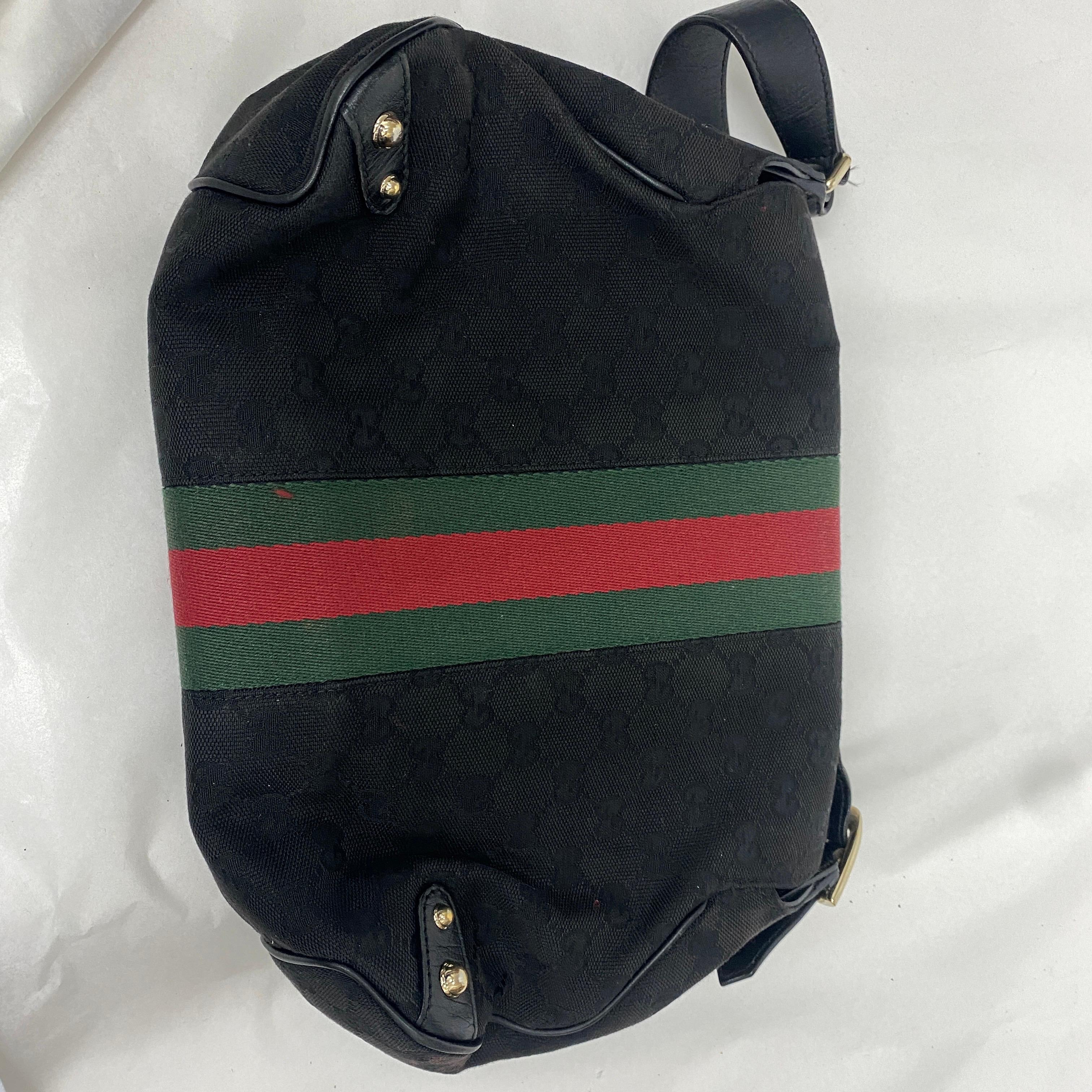 1980s Vintage Black, Red and Green Gucci Handbag 1
