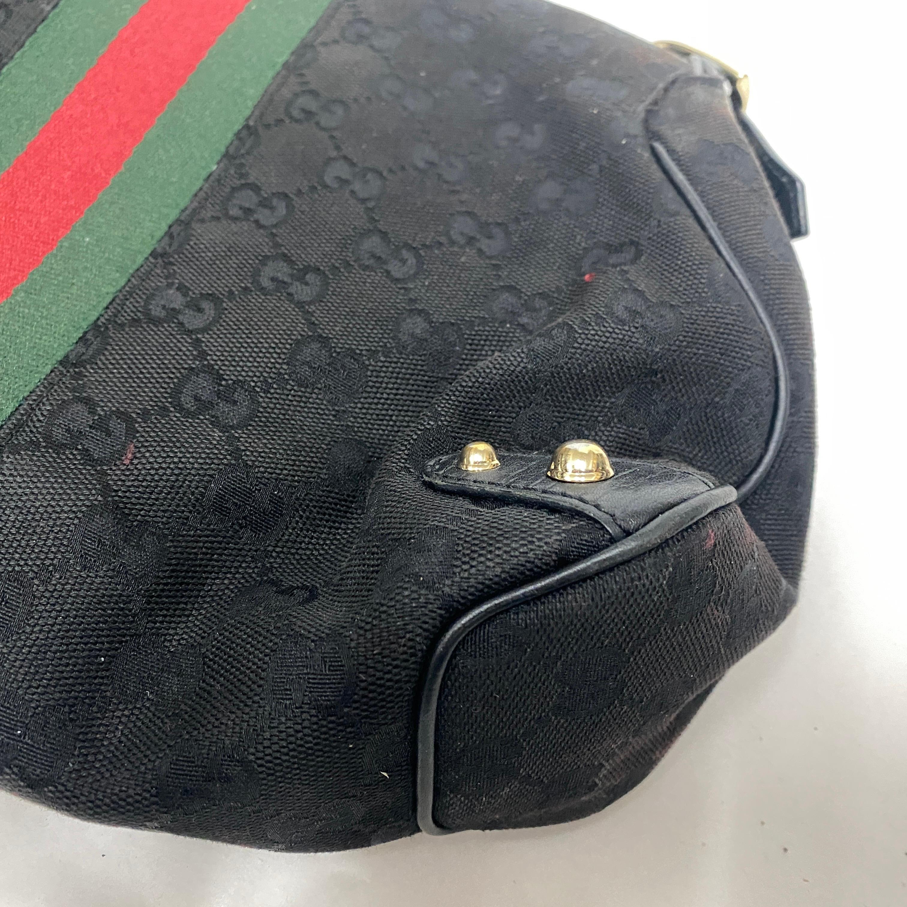 1980s Vintage Black, Red and Green Gucci Handbag 2