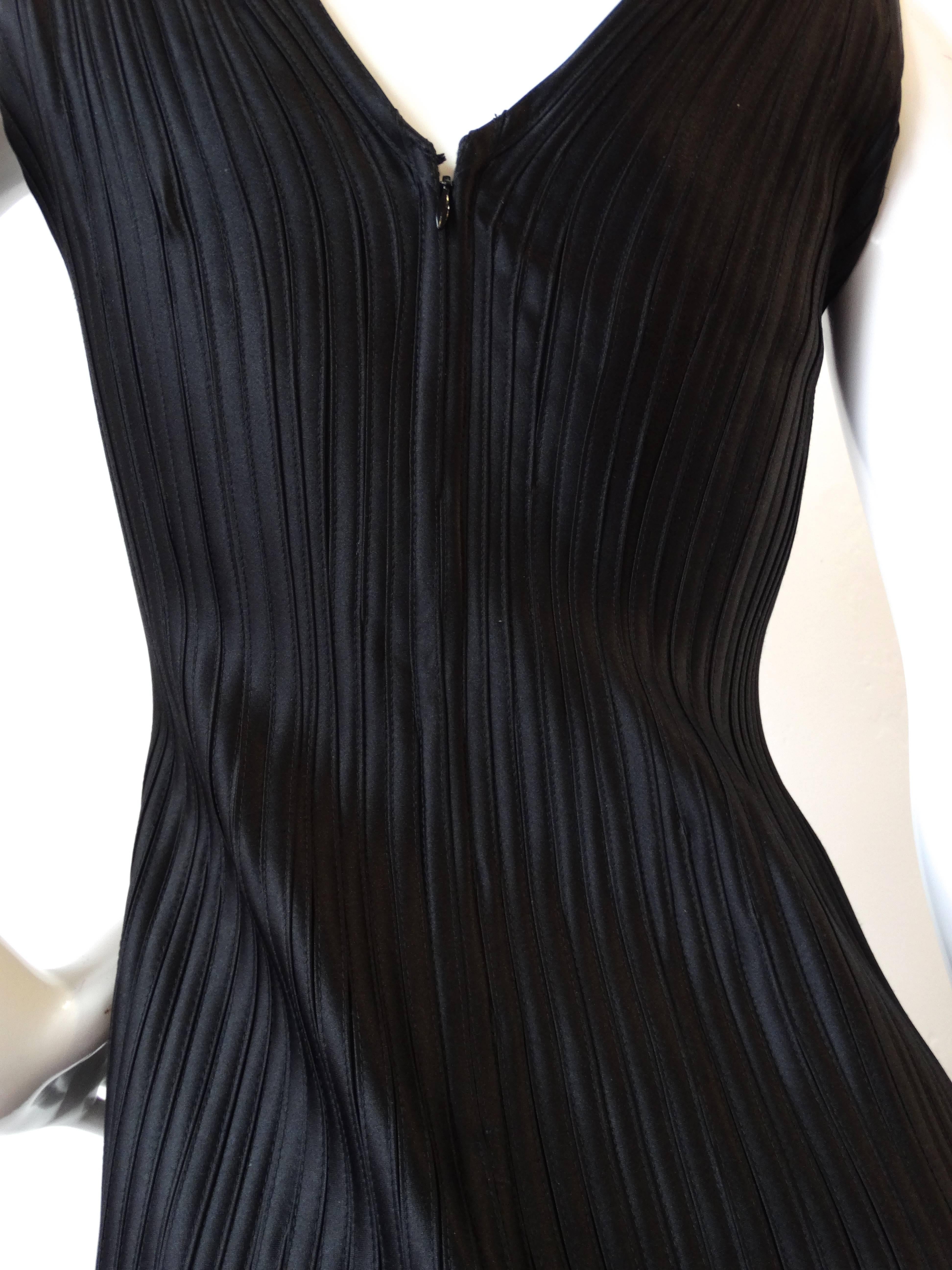 Women's 1980s Black Ribbed Carwash Fringe Cocktail Dress