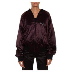 1980S Black Satin Bally's Casino Embroidered Bomber Jacket