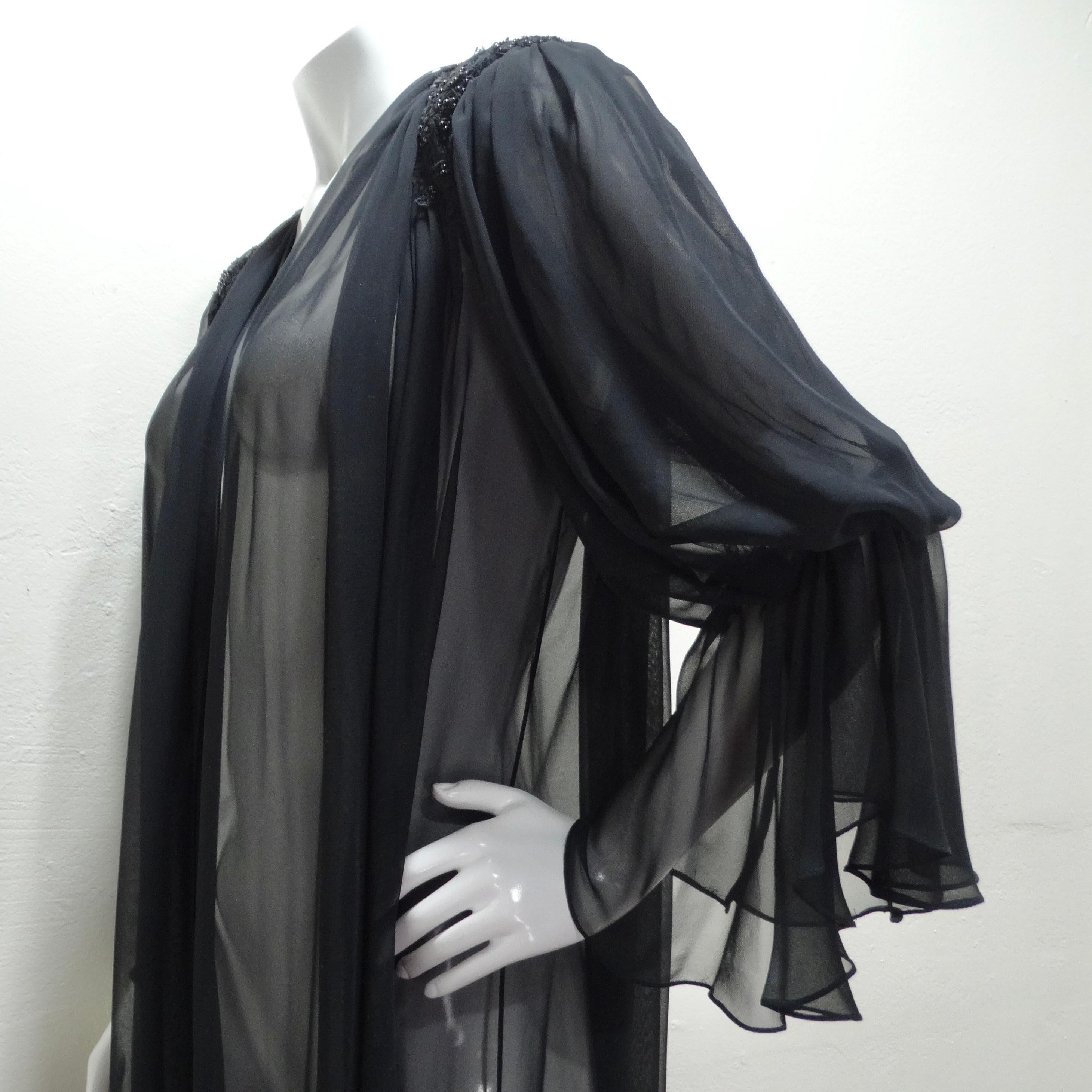 1980s Black Sheer Embellished Robe For Sale 3