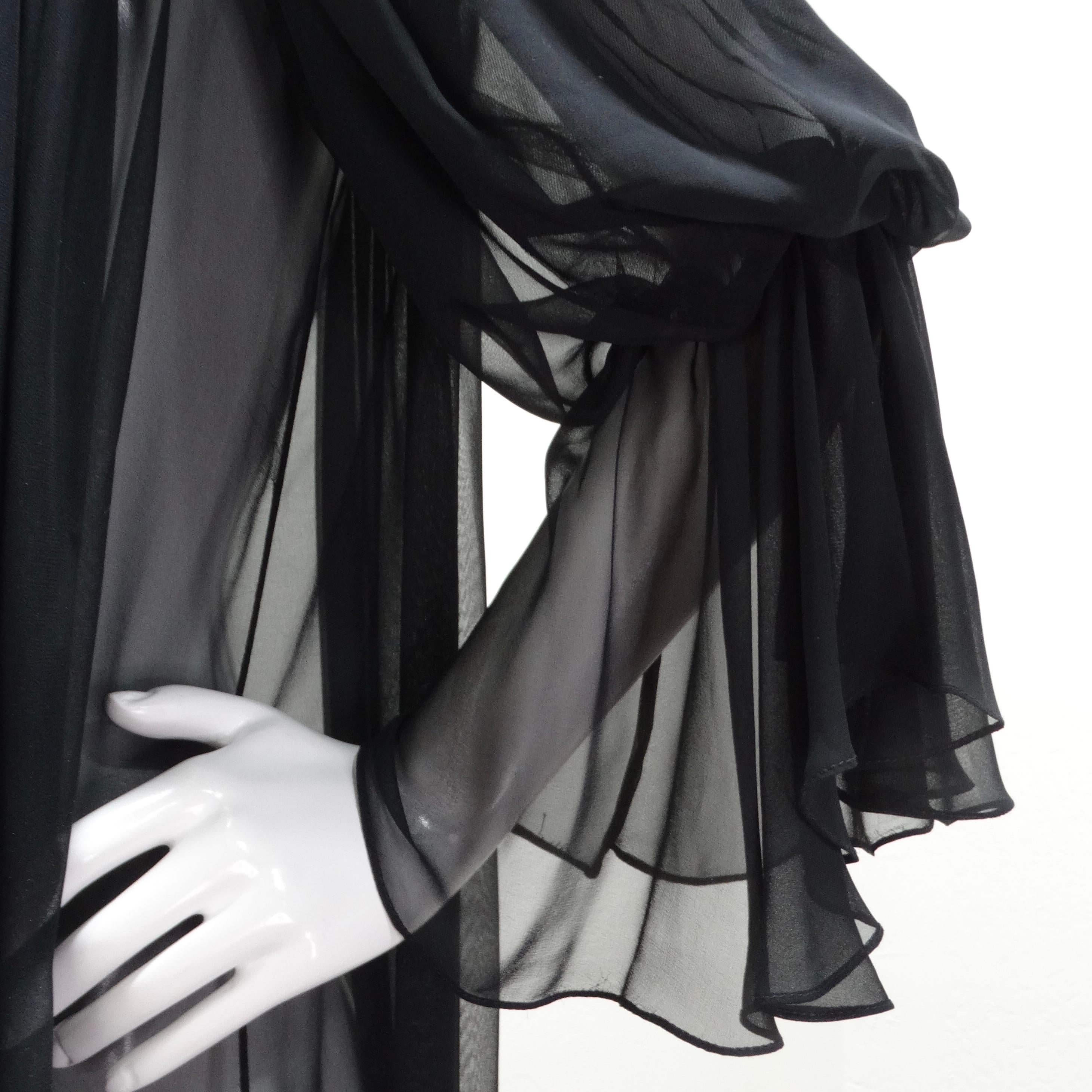 1980s Black Sheer Embellished Robe For Sale 4