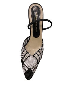 1980S Black & Tan Antonio Varvatos Woven Kitten Heels