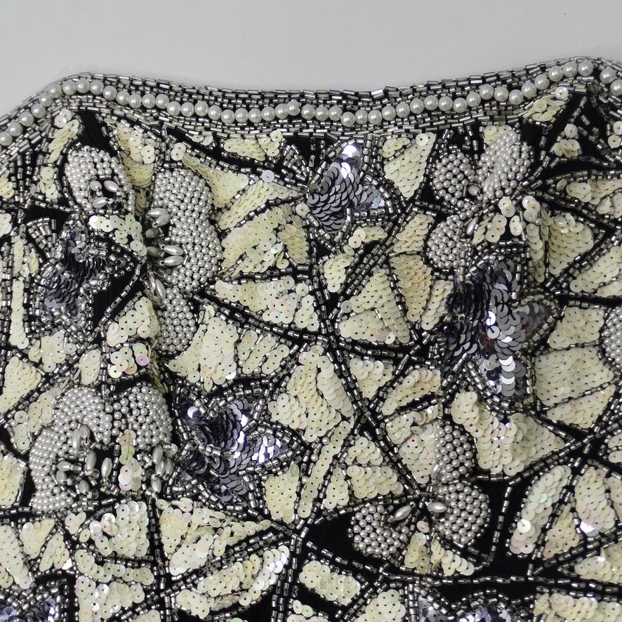 1980s Black Tie Beaded Sequin Bustier In Good Condition For Sale In Scottsdale, AZ