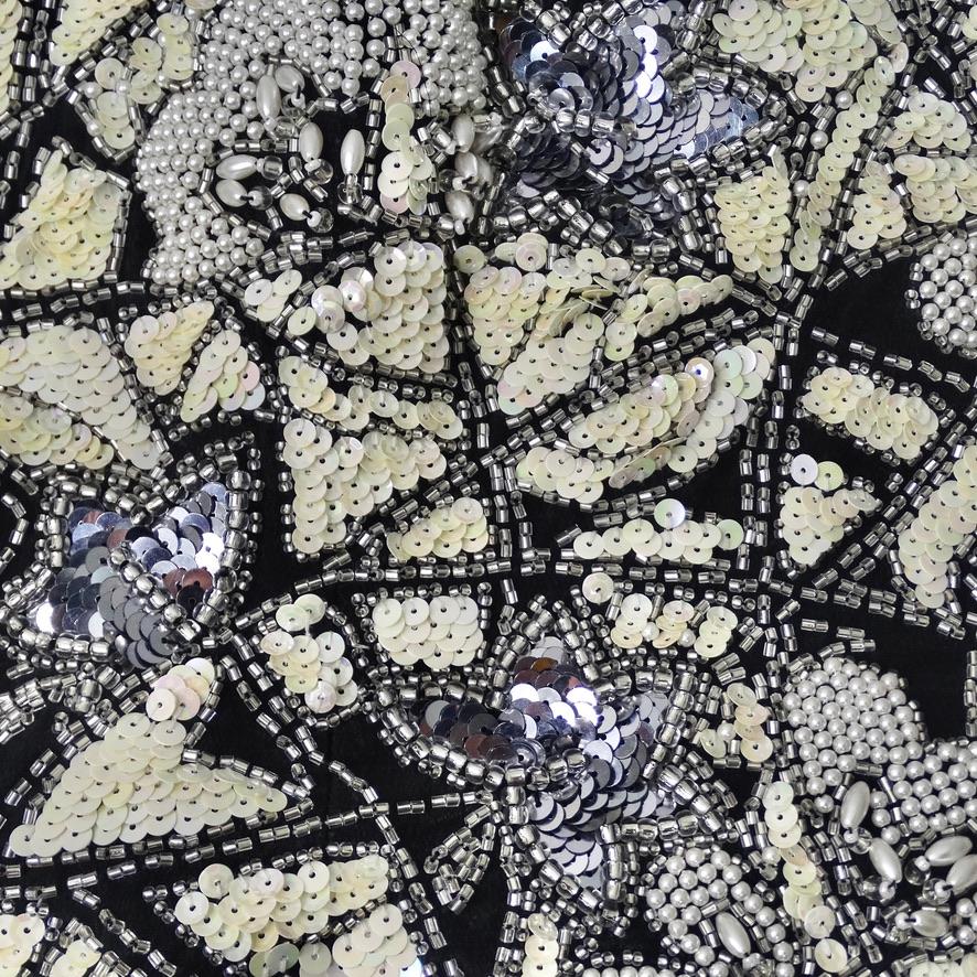 Bustier à paillettes et perles pour cravate noire des années 1980 Pour femmes en vente
