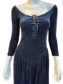 1980s Black Velvet Betsey Johnson Long Sleeve Dress