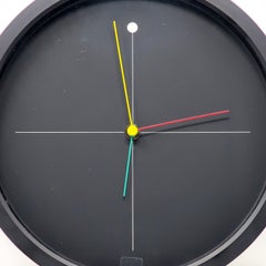 1980s Black Wall Clock by Shohei Mihara for Wakita