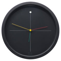 Horloge murale noire des années 1980 de Shohei Mihara pour Wakita