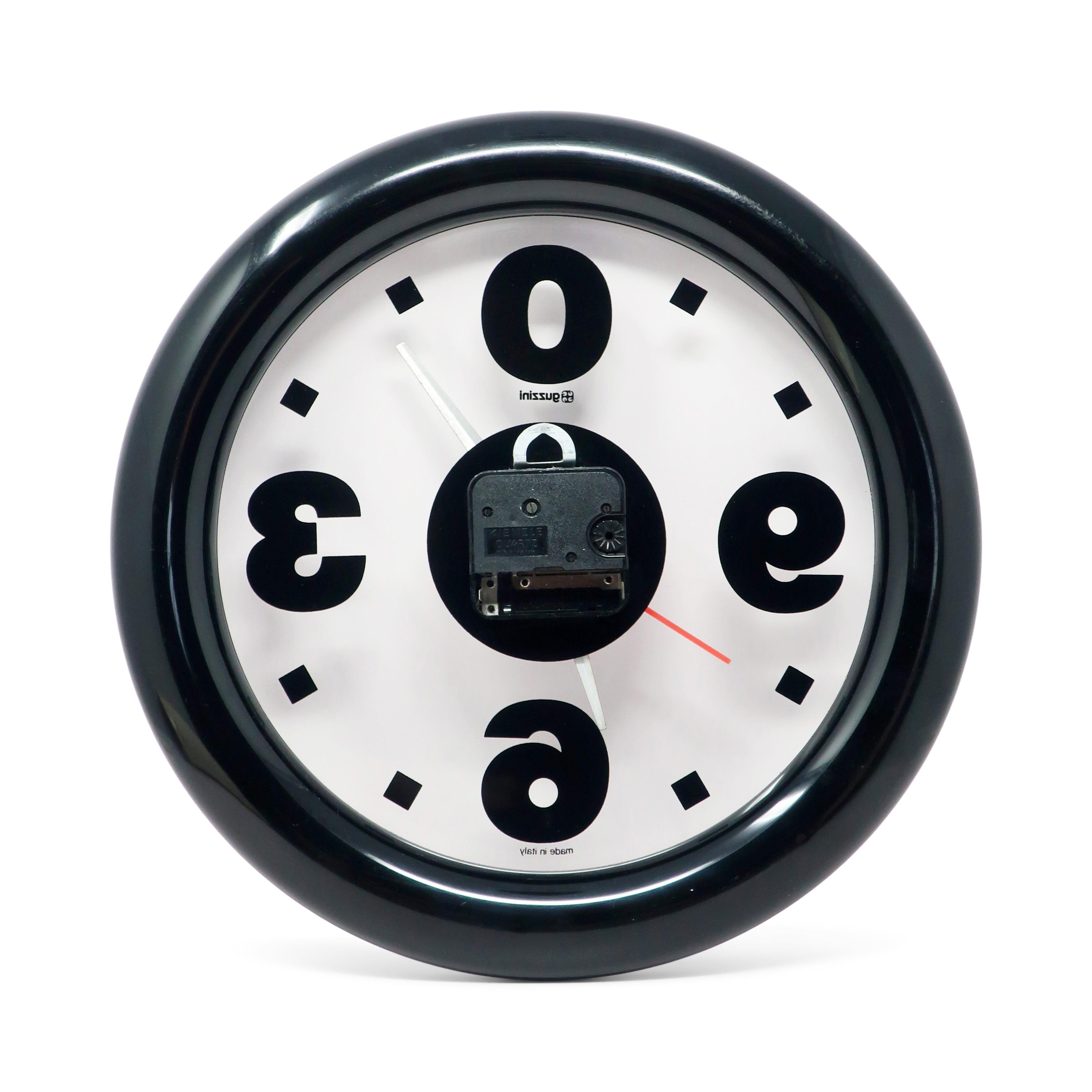 1980s Black Wall Clock by Studio STG for Guzzini For Sale 1