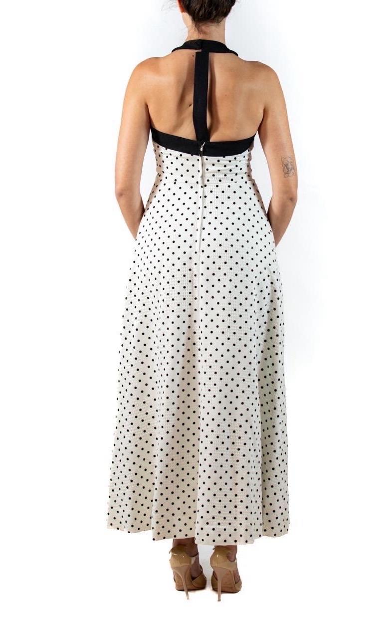 1980S Black & White Polka Dot Cotton 1950S Style Summer Gown In Excellent Condition For Sale In New York, NY