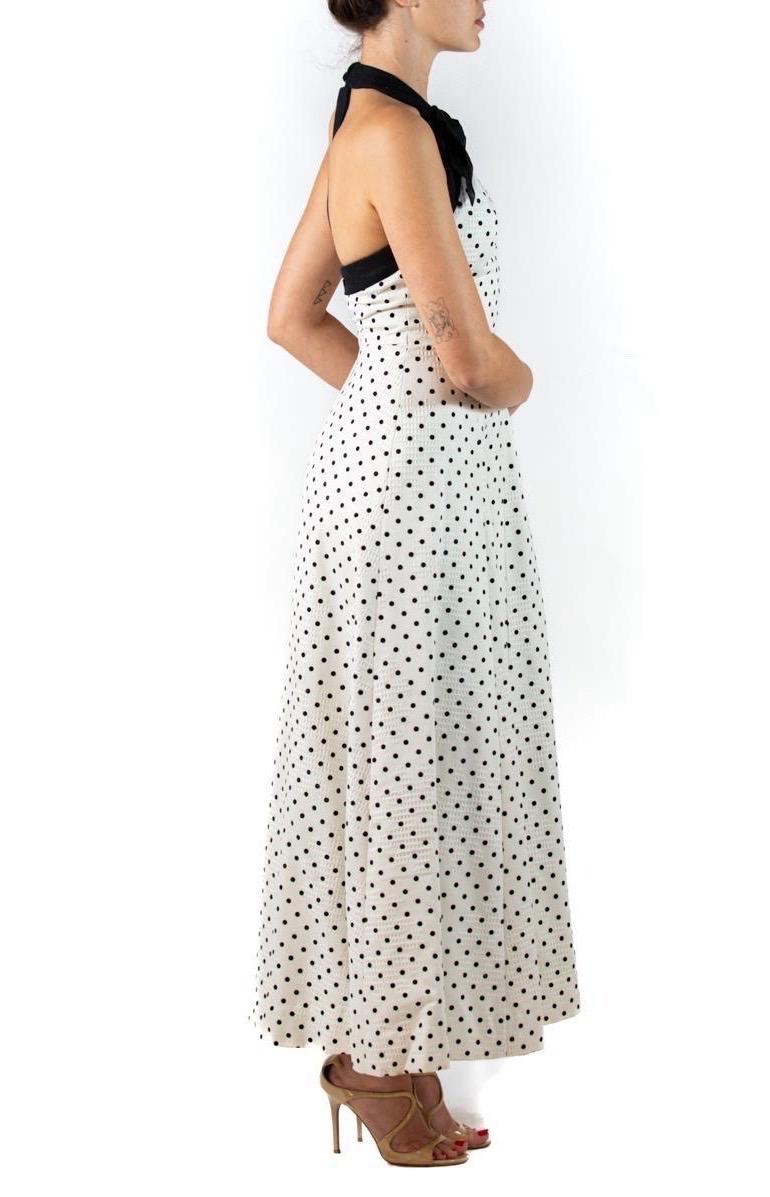 Women's 1980S Black & White Polka Dot Cotton 1950S Style Summer Gown For Sale