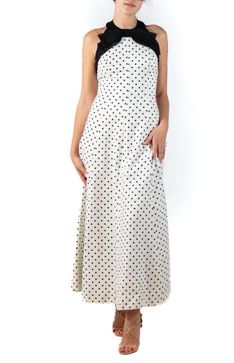 1980S Black & White Polka Dot Cotton 1950S Style Summer Gown For Sale 1