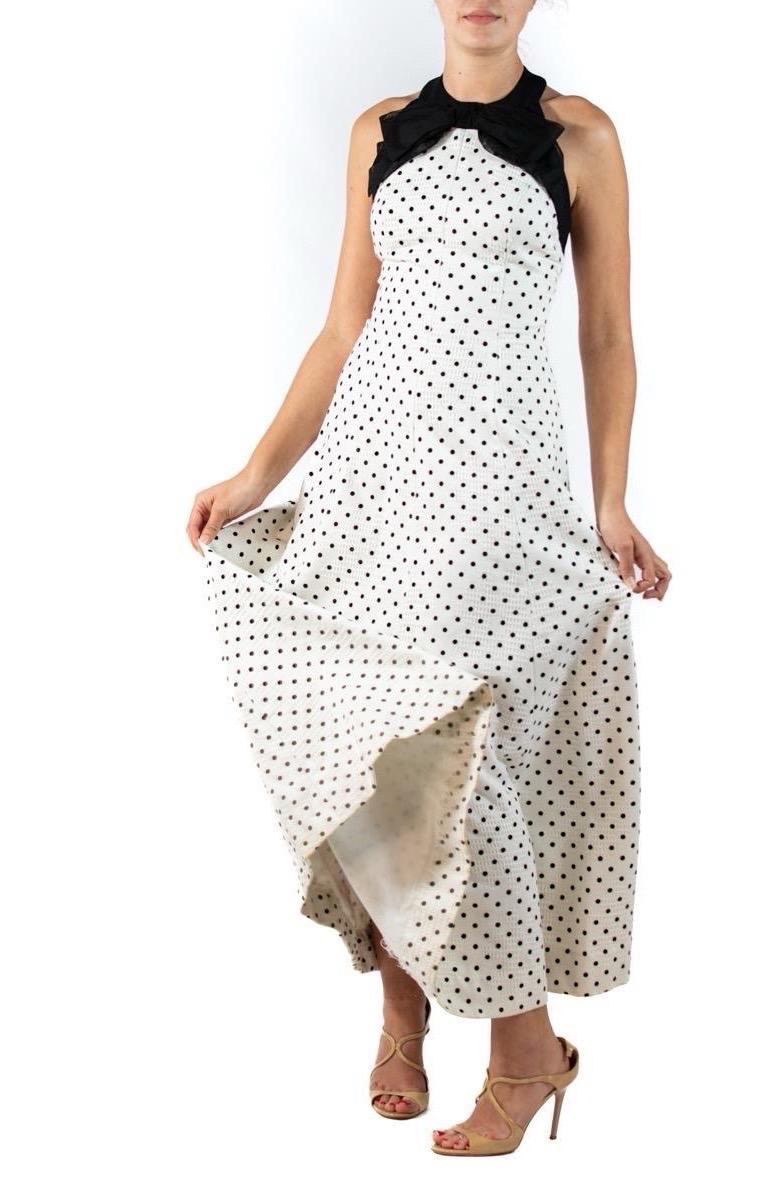 1980S Black & White Polka Dot Cotton 1950S Style Summer Gown For Sale 2