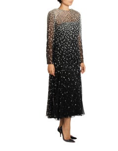 1980S Black & White Silk Chiffon Dress