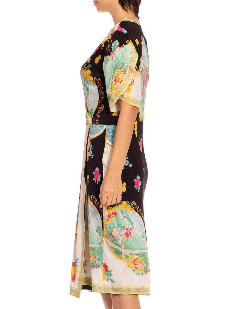 1980S Black and White Silk Jersey Italian Art Deco Printed Dress For — free download